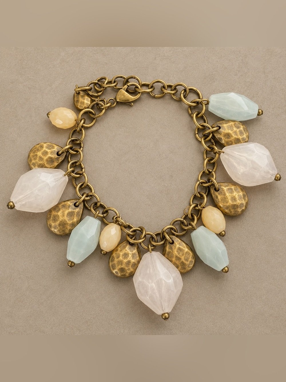 Premier Designs Boca Beaded Charm Bracelet Antique Bronze Adj. 7"-9" NEW #665